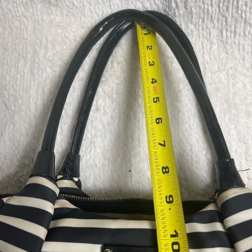 Kate Spafe large black & white striped Nylon diaper bag/travel bag